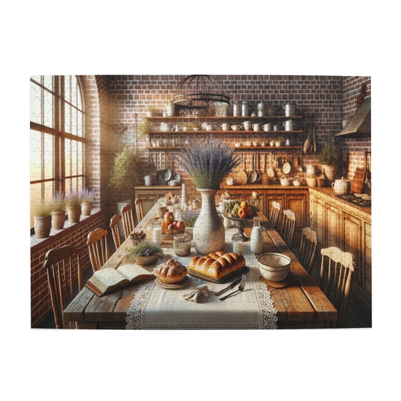 500 PCS Breakfast In The Family Kitchen 500 Piece Puzzle For Adults,Gifts For Friends And Family,Family Leisure And Entertainment,Challenging Brain Exercise,Adults Wooden Puzzle