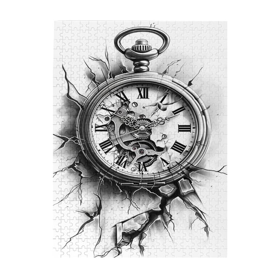 500 PCS Broken Pocket Watch 500 Piece Puzzle For Adults,Wonderful Imagination,Enjoy The Puzzle Solving Process,Artistic Pocket Watch Wooden Puzzle As Home Decor,Creative Activity Hobbies For Adults