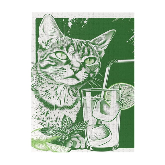 500 PCS Cat'S Drink Time 500 Piece Wooden Puzzle For Adults,Vibrant Design,Challenging Brain Exercise,Pieces Fit Together Perfectly,Puzzles Suitable For Entertaining With Family During Holidays