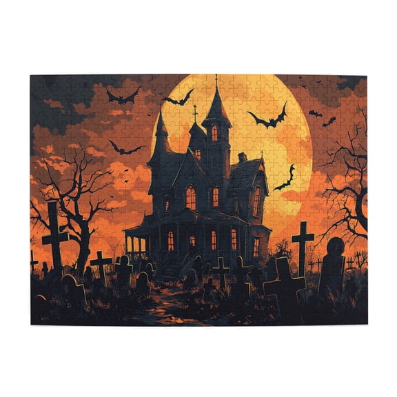 500 PCS Cemetery Castle Puzzles For Adults 500 Pieces,Relax Yourself,Drive The Festive Atmosphere,Unique And Beautiful Design,Classic Castle Holiday Decor Wooden Puzzle,Gifts For Friends And Family