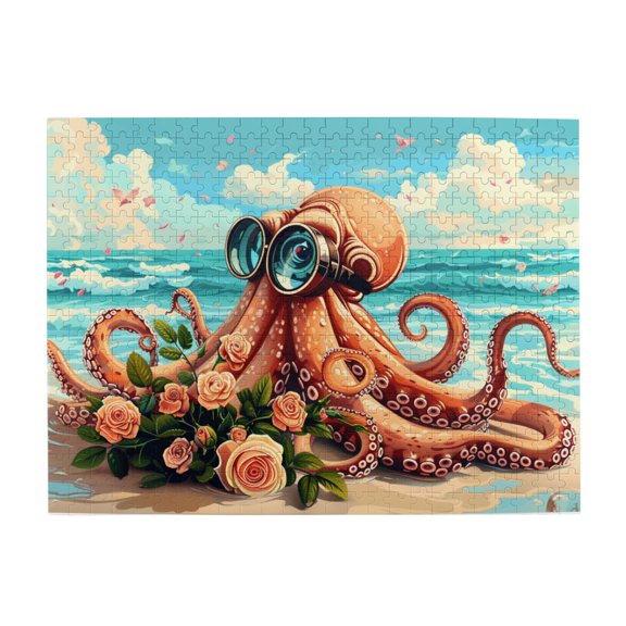 500 PCS Charm squid & Flower puzzles for adults 500 pieces,Impossible Hard Difficult Challenging Puzzles for Adults,Exquisite squid & Flower Funny Wooden Puzzle,Creative Activity Hobbies for Adults