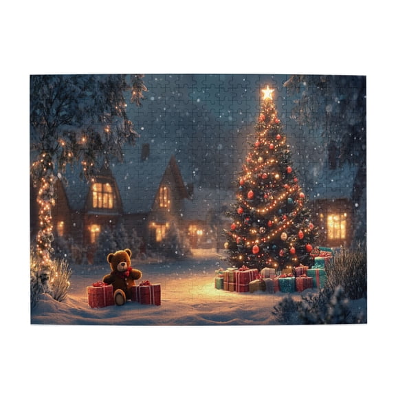 500 PCS Christmas Eve Of The Muppet Bear Jigsaw Puzzles 500 Pieces,Unique Artwork For Adults,Brain Challenge,Charm Christmas Eve Wooden Puzzle Game,Great For Relaxation And Display For Puzzle Lover