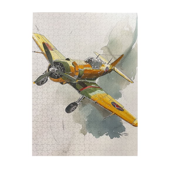 500 PCS Classic Old Style Aircraft 500 Piece Wood Puzzle For Adults,Brain Challenge,Enjoy The Puzzle Solving Process,Featuring Retro & Classic Illustrations,Depict An Old-Fashioned Airplane Flying