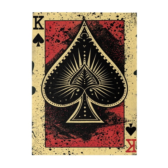 500 PCS Classic Poker King K Craft Wooden Puzzles For Adults 500 Pieces,Unique Artwork For Adults,Vintage And Beautiful Design,Funny Poker King Stress Relieving Puzzle,For Poker Lovers,Fun Puzzle