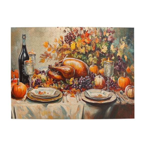 500 PCS Classic Thanksgiving Turkeys Wooden Puzzle 500 Piece,Enjoy The Puzzle Solving Process,Adults Jigsaw Puzzles,Ideal For Relaxation And Family Fun,Unique And Beautiful Design