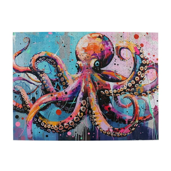 500 PCS Colorful squid Graffiti 500 piece puzzle for adults,Unique and Beautiful Design,Funny squid Graffiti Wooden Puzzle,Creative Activity Hobbies for Adults,for Puzzle & Graffiti Enthusiast Gift