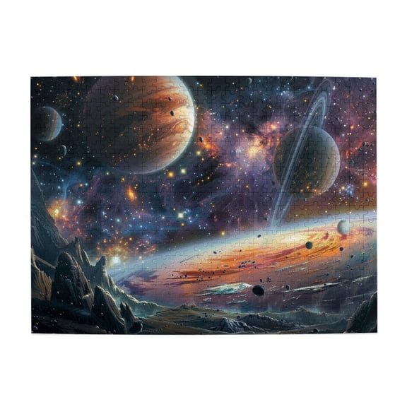 500 PCS Cosmic Planet Wooden puzzles for adults 500 pieces,Great for Relaxation and Display for Puzzle Enthusiasts,Exquisite Artwork for Adults,Charm Cosmic Planet Wood Puzzle,Gift for Planet Lover