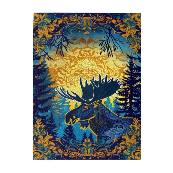 500 PCS Deer In The Forests - 500 Piece Fantasy Jigsaw Puzzles,Unique And Beautiful Design,Fantasy Style Art Wooden Puzzle For Home Wall Decor,Suitable For Family Entertainment Activities