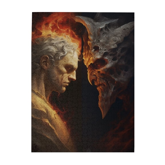 500 PCS Devil & God - 500 Pcs Jigsaw Puzzles For Adults,Relieve Stress And Enjoy The Fun Of Solving Puzzles,Unique Artwork For Adults,Charm Adults Wooden Puzzle,Home Wall Decoration