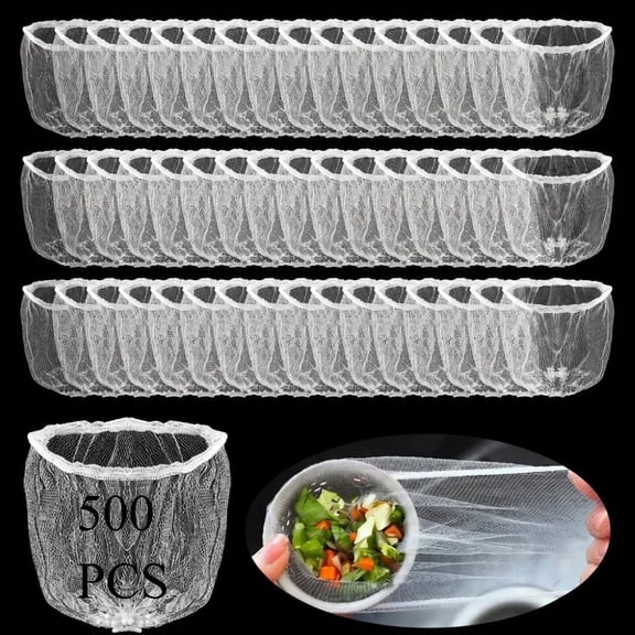 500 PCS Disposable Kitchen Mesh Sink Strainer Bag, Elastic Net Drain Hair Catcher, Anti-Clogging Food Catcher for Food Waste Collection, 3.5*3.5 Inch