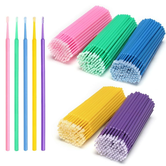 500 PCS Disposable Micro Applicators Brush Eyelash Extension Individual Applicators Mascara Brush for Make up and Clean and Compatible and Personal Care (Multicolors)
