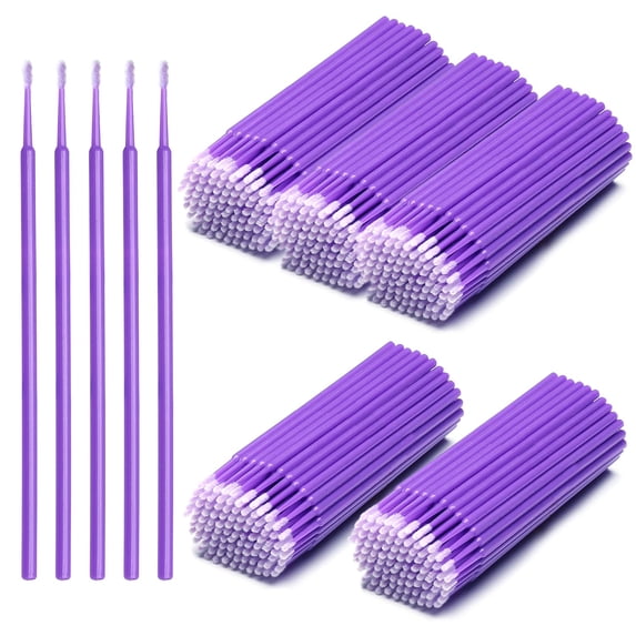 500 PCS Disposable Micro Applicators Brush Eyelash Extension Individual Applicators Mascara Brush for Make up and Clean and Compatible and Personal Care (Purple)