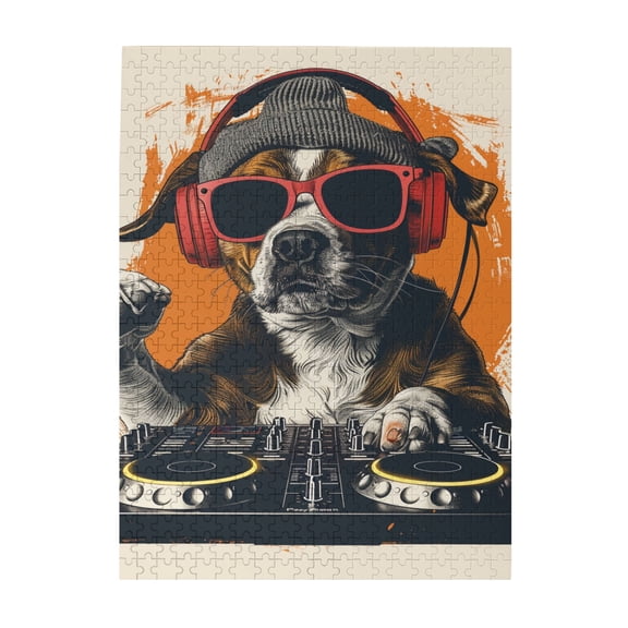 500 PCS Dog That Plays Discs 500 Piece Vibrant Wooden Jigsaw Puzzle,Stress Relieving Pleasure,Brain Challenge,Characterized By Unique And Interesting Illustrations Depicting A Dog Playing Discs