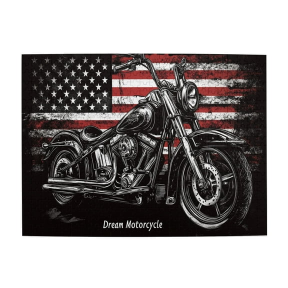 500 PCS Dream motorcycle & Star Spangled Banner High difficulty puzzle 500 Piece,Classic motorcycle Wooden Puzzles 500 Piece,Suitable for relaxing during holidays,Challenging Brain Exercise