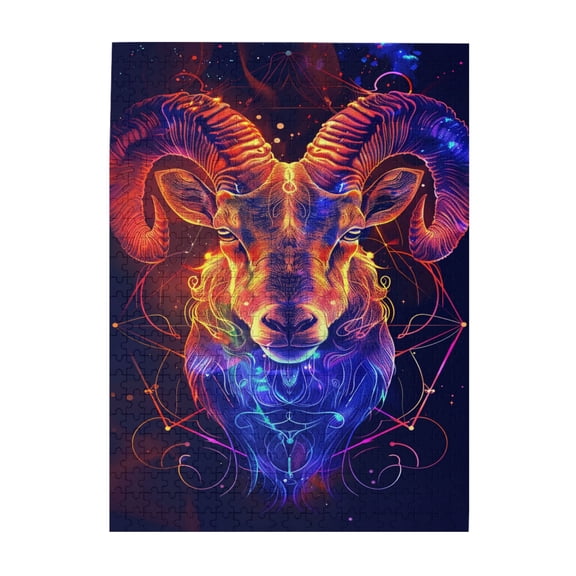 500 PCS Dreamy Twelve Constellations Aries - 500 Piece Vibrant Jigsaw,Wonderful Imagination,Enjoy The Puzzle Solving Process,Classic Aries Wooden Puzzle Game,Creative Activity Hobbies For Adults