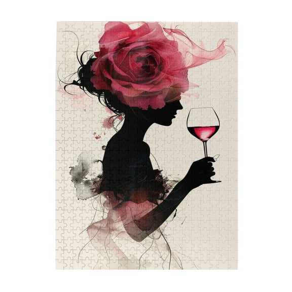 500 PCS Drinking Woman 500 Piece Whimsical Jigsaw Puzzles,Great For Relaxation And Display For Puzzle Enthusiast,Relax And Enjoy The Fun Of Solving Puzzles,Modern Style Wooden Puzzles