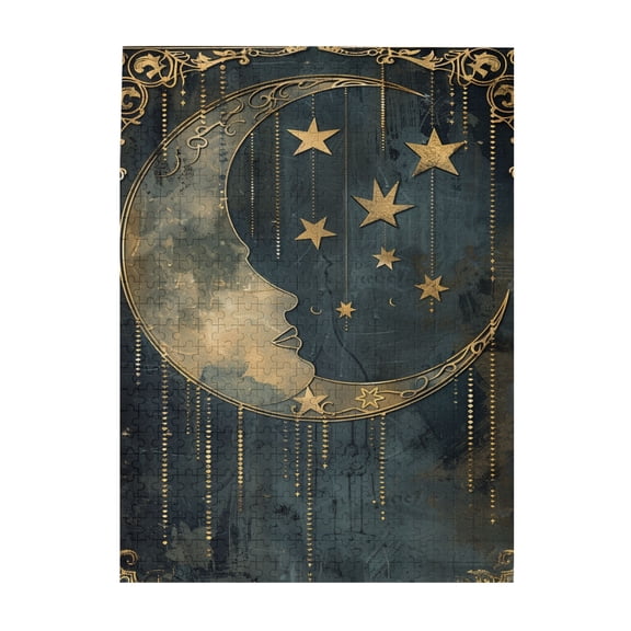 500 PCS Enchanting Moon And Stars 500 Piece Puzzle For Adults,Enjoy The Puzzle Solving Process,Challenging Brain Exercise,500 Piece Wooden Jigsaw For Adults Challenging Charm Puzzle For Game Night