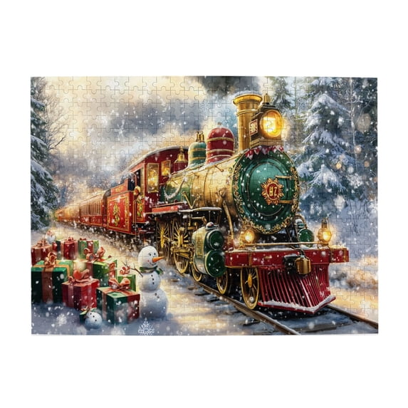 500 PCS Exquisite Christmas Train & Gift 500 Piece Puzzle For Adults,Enjoy The Puzzle Solving Process,Classic Christmas Wooden Puzzles Gifts,Great For Relaxation And Display For Puzzle Enthusiast
