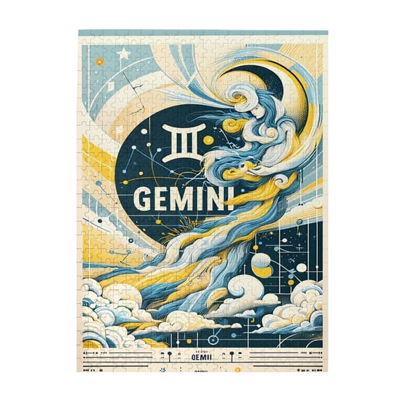 500 PCS Exquisite Gemini Zodiac 500 Piece Wooden Puzzles,Relax Yourself,Suitable For Family Leisure And Entertainment Activities,Charming Zodiac Signs Adults Puzzle As Home Decoration