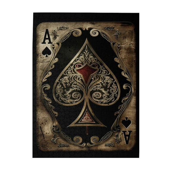 500 PCS Exquisite Poker Spades 500 Piece Adults Jigsaw Puzzles,Unique Artwork For Adults,Ideal For Casual Entertaining,Home Dcor,Game Night,Vintage Style Wooden Puzzle