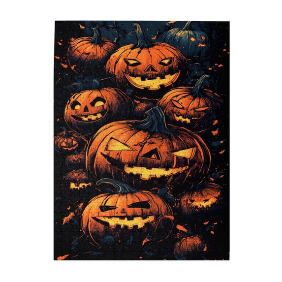 500 PCS Exquisite Pumpkin Lantern 500 Piece Puzzle For Adults,Vibrant Design,Wonderful Imagination,Classic Pumpkin Lantern Vintage Art Wooden Puzzles Game,Creative Activity Hobbies For Adults