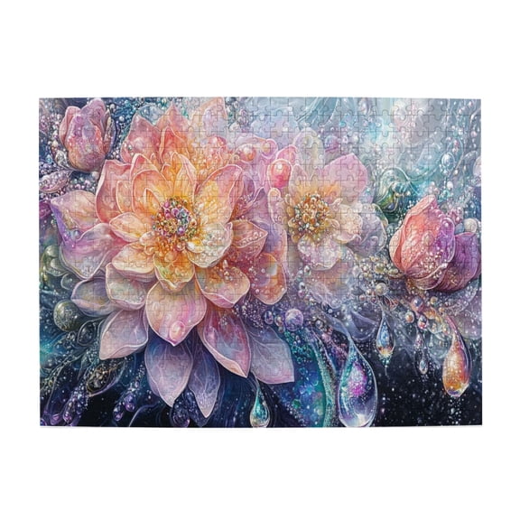 500 PCS Fantasy Flowers - 500 Piece Vibrant Wooden Jigsaw Puzzle,Charm Artwork for Adults,Vibrant Colors,Characterized by beautiful and dreamy illustrations,depict a unique flower