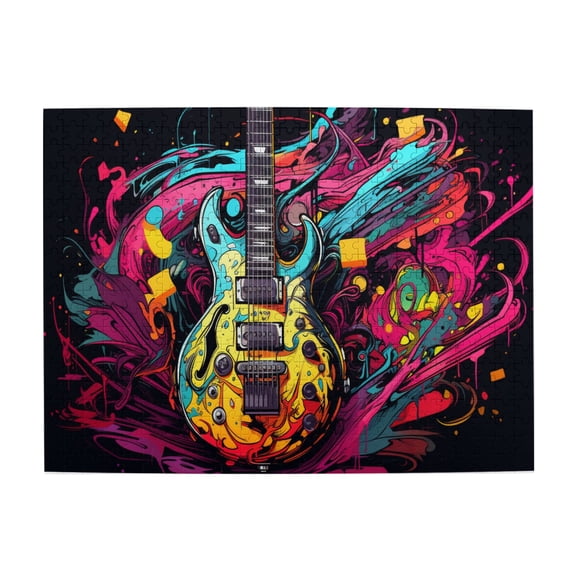 500 PCS Fantasy Guitar 500 Pcs Adults Wooden Puzzles,Charming Artwork For Music Lovers,Home Wall Decoration,Leisure Entertainment Unwind,Creative Activity Hobbies For Adults