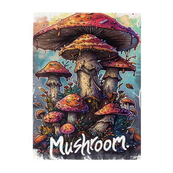 500 PCS Fantasy Mushroom World Jigsaw Puzzles 500 Pieces,Unique And Beautiful Design,Wonderful Imagination,Enjoy The Puzzle Solving Process,Charm Wooden Puzzle Game 500 Piece,Vibrant Design