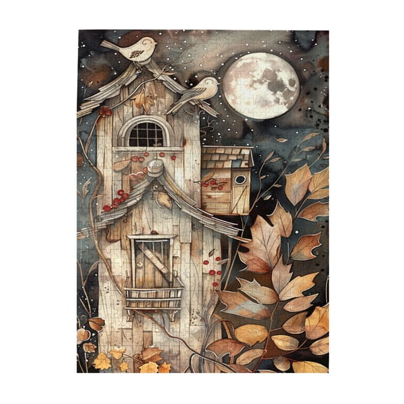 500 PCS Fantasy Tree House Night 500 Piece Puzzle For Adults,Challenging Brain Exercise,Whimsical Wooden Jigsaw Pieces,Enjoy The Puzzle Solving Process,Creative Activity Hobbies For Adults