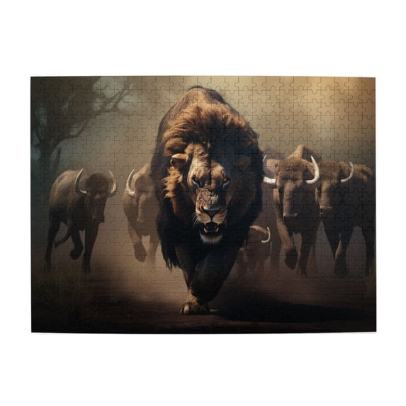 500 PCS Fierce Lion Puzzles For Adults 500 Pieces,Challenging Brain Exercise,Suitable For Family Leisure And Entertainment Activities,Classic Predator Wooden Puzzle As Interior Decoration