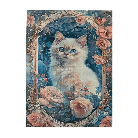 500 PCS Flowers And Cats In The Mirror Puzzles For Adults 500 Pieces,Creative Activity Hobbies For Adults,Vibrant Design,500 Piece Wooden Jigsaw For Adults Challenging Charm Puzzle For Game Night