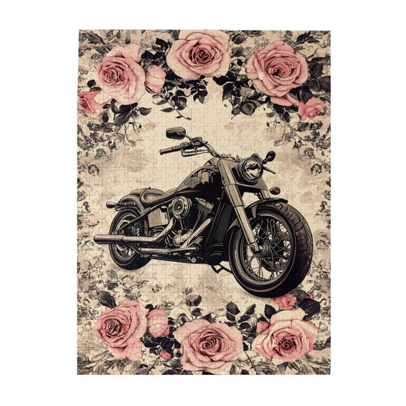 500 PCS Flowers Motorcycle Wooden Puzzles For Adults 500 Pieces,Challenging Brain Exercise,Relax Yourself,Funny Motorcycle Unique Puzzle Game,Great For Relaxation And Display For Puzzle Enthusiast