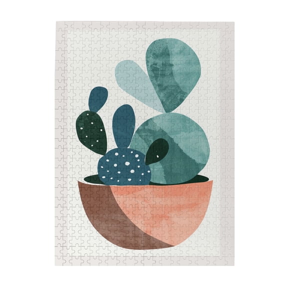 500 PCS Funny Cactus Potted Plant 500 Piece Wooden Puzzle For Adults,Stress Relieving Pleasure,Brain Challenge,Exquisite Plant Art Stress Relieving Puzzle,Gift For Plant & Puzzle Lovers,Fun Puzzles