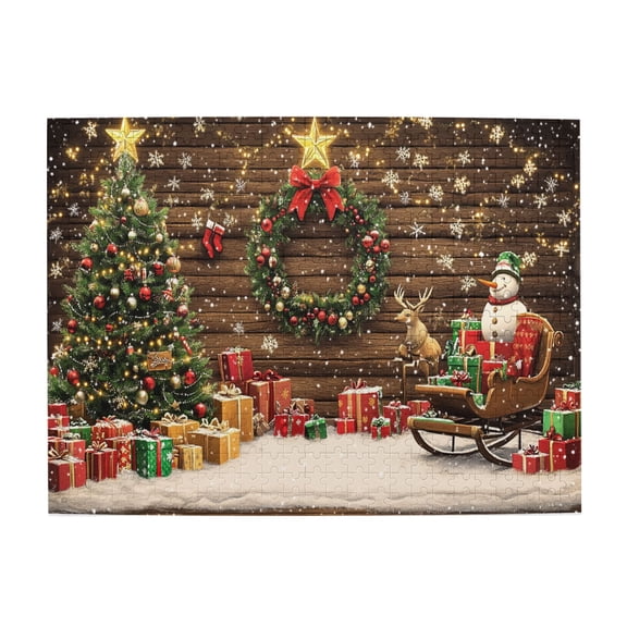 500 PCS Funny Christmas Background Puzzles For Adults 500 Pieces,Challenging Brain Exercise,Charm Christmas Enchanting Wooden Puzzle Game,Impossible Hard Difficult Challenging Puzzles For Adults
