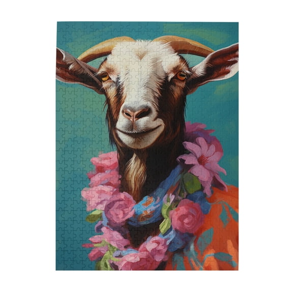 500 PCS Funny Goat 1000 Piece Vibrant Jigsaw Puzzle,Unique Artwork For Animal Enthusiasts,Modern Art Animal Wooden Puzzle,Puzzles Suitable For Entertaining With Family During Holidays