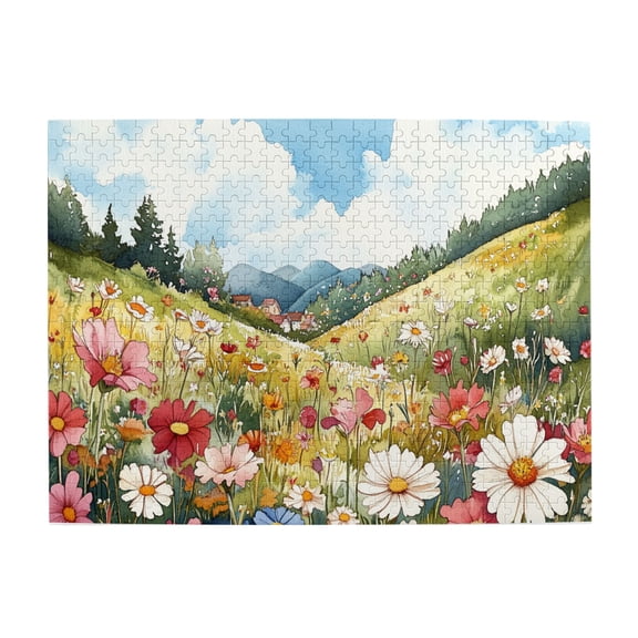 500 PCS Garden On The Hill - 500 Piece Vibrant Jigsaw Puzzle,Relieve Stress And Enjoy The Fun Of Solving Puzzles,Puzzles Suitable For Entertaining With Family During Holidays,Vintage Wooden Puzzle