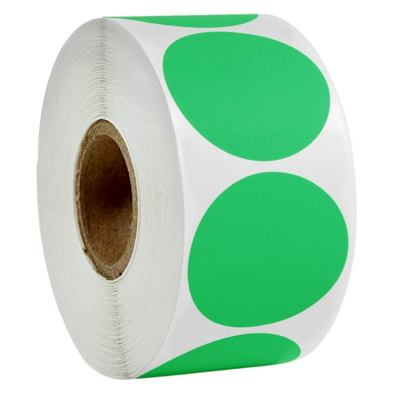 500 PCS Green Dots Stickers, 1.0 Inch Color Coding Round Sticker Removable Writable Circle Labels Roll for Inventory Office Classroom