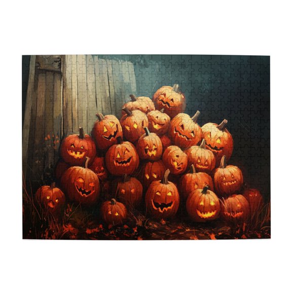 500 PCS A Group Of Crazy Pumpkin Wooden Puzzles For Adults 500 Pieces,Unique And Beautiful Design,That Come Together As One Holiday Image,Impossible Hard Difficult Challenging Puzzles For Adults