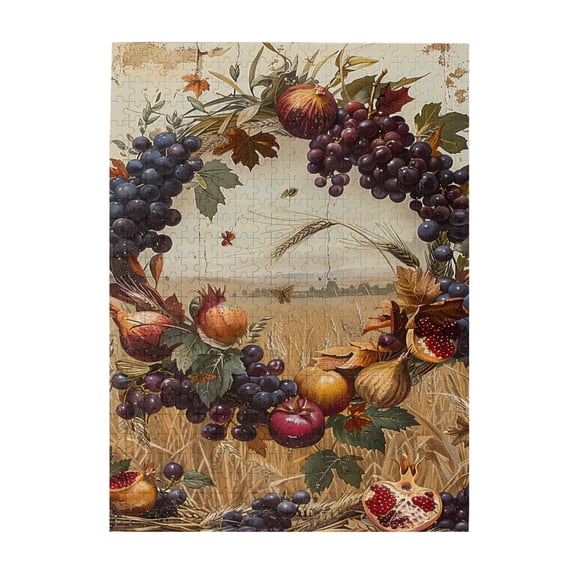 500 PCS Harvest Fruits 500 Piece Vibrant Jigsaw Puzzle,Characterized By Beautiful And Unique Illustrations Depicting The Fruits Of The Harvest Season,Enjoy The Puzzle Solving Process,Wooden Puzzle