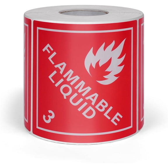500 PCS Hazard Class 3 DOT Flammable Liquids Placard 4 4 Inches Waterproof Vinyl Self Adhesive Roll Stickers Removable Labels for Shipping Transportation Storage