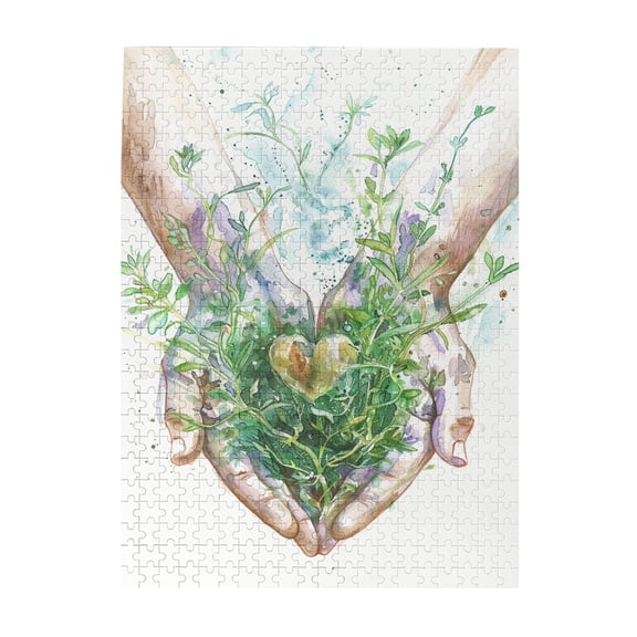 500 PCS Holding flowers & plants in hand - 500 Piece Charm Wooden Puzzles,Brain Challenge,The hope of life,Enjoy the puzzle solving process,Great for Relaxation and Display for Puzzle Enthusiast