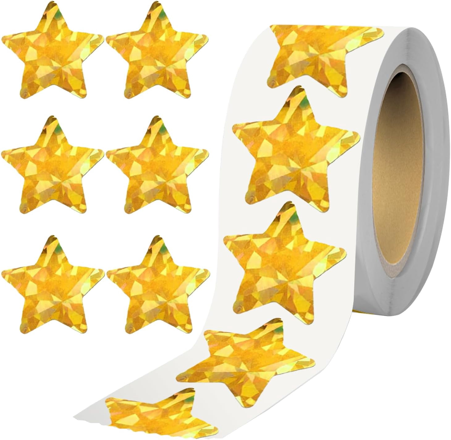 500 PCS Holographic Gold Star Stickers for Kids Reward, 1 inch Self ...