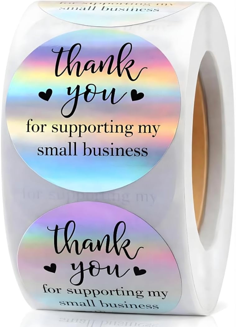 500 PCS Holographic Thank You for Supporting My Small Business Stickers ...