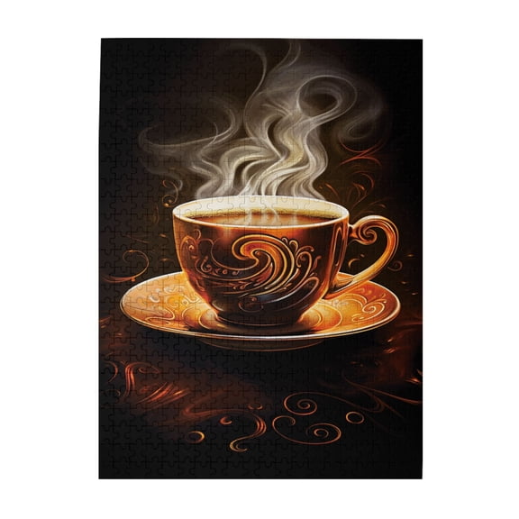500 PCS Hot Chocolate Puzzles For Adults 1000 Pieces,Brain Challenge,Enjoy The Puzzle Solving Process,Featuring Exquisite And Unique Illustrations, Depict A Cup Of Hot Cocoa,Wooden Puzzle