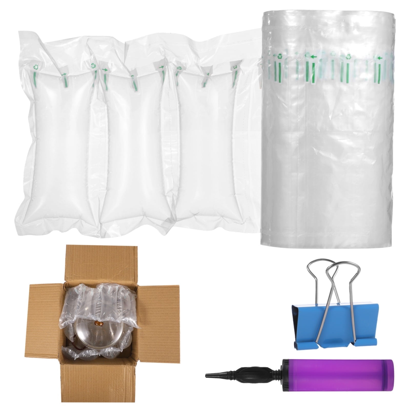 500 PCS Inflatable Cushion Bags Protect Air Pillows, Anti-Pressure Air Bubble Wrap for Moving Shipping Packing, Thickened PA+PE Material, Includes Hand Pump