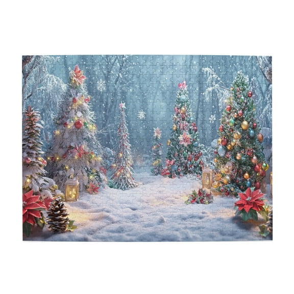 500 PCS Jigsaw Puzzles 500 Pieces Christmas Tree Forests,Brain Challenge,Enjoy The Puzzle Solving Process,Enchanting Christmas Tree Wooden Puzzles 500 Piece,Create A Festive Atmosphere,Fun Puzzle