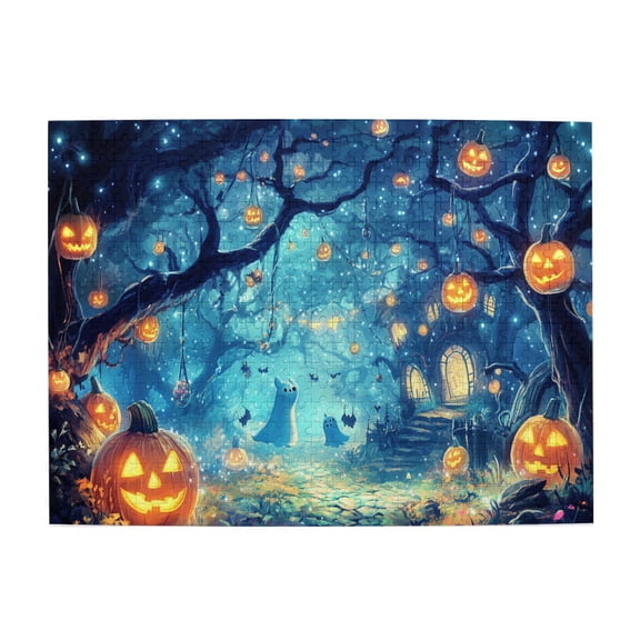500 PCS Jigsaw Puzzles 500 Pieces Dreamy Pumpkin Lantern World,Challenging Brain Exercise,Enjoy The Puzzle Solving Process,Modern Art Pumpkin Lantern Wooden Puzzle Game,Unique And Beautiful Design