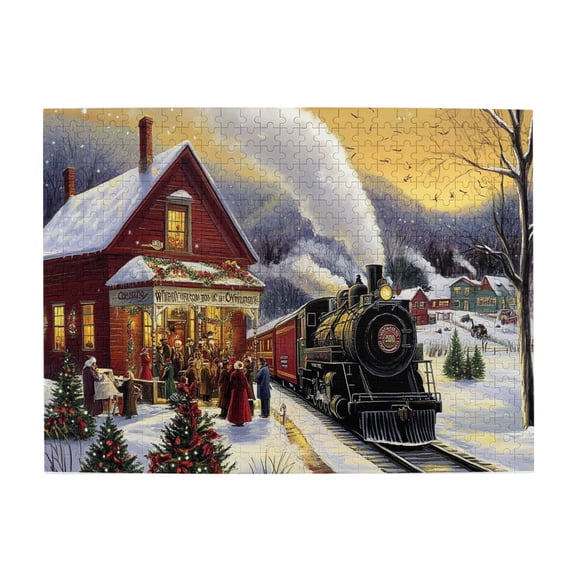 500 PCS Jigsaw Puzzles 500 Pieces The Train Back Home,Challenging Brain Exercise,Funny Artwork For Adults,Puzzles Suitable For Entertaining With Family During Holidays,Classic Train Wooden Puzzle
