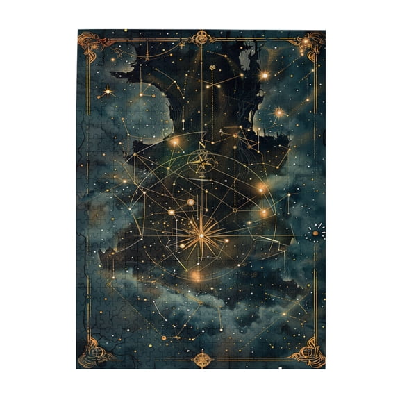 500 PCS Jigsaw Puzzles 500 Pieces Cosmic Star Chart,Wonderful Imagination,Unique And Beautiful Design,Dreamy Star Map Home Decoration Wooden Puzzle Game,Brain Challenge,Gifts For Friends And Family
