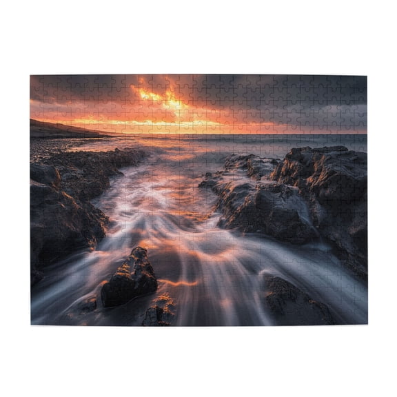 500 PCS Jigsaw Puzzles 500 Pieces Seaside Reef Landscape Photography,Challenging Brain Exercise,Relax Yourself,Modern Art Natural Landscape Wooden Puzzle,Funny Artwork For Adults,Relax Yourself